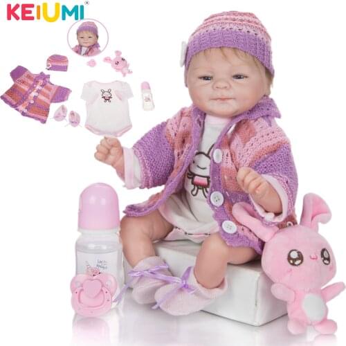 17 "KEIUMI Soft Silicone Babies Reborn Dolls Lifelike Baby Doll Stuffed 42 CM Baby Toy Girls For Kids Playmates Birthday Gifts