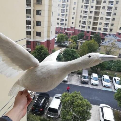 Real life toy white feathers bird wild goose model large 45x60cm spreading wings bird garden decoration prop toy gift h1079
