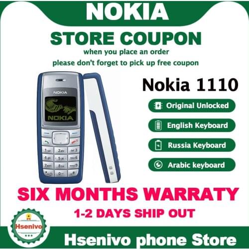 1110 Original Mobile Phone Nokia 1110 1110i Mobile Phone Unlocked cheap Old Mobile Classic Phone 1 Year Warranty refurbished