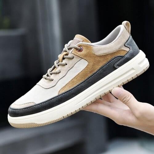 New Genuine Leather Suede Mens Shoes Breathable Skateboard Casual Sneakers Men High Quality Tenis Comfortable Walking Shoes Man