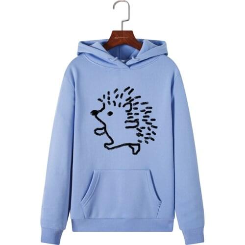 New Hedgehog Print Hoodie Women Harajuku Sweatshirt Long Sleeve Pullover Pink Hoodies Winter Clothes Women Streetwear Top Kawaii