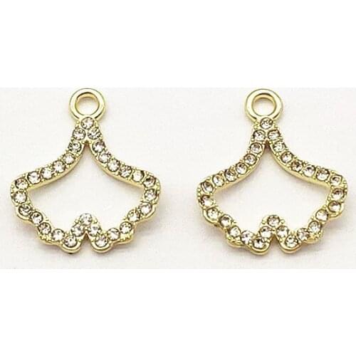 New Arrival! 17x15mm 100pcs Rhinestone Leaf Shape Charm For Handmade Necklace Earring Parts DIY Accessories,Jewelry Findings