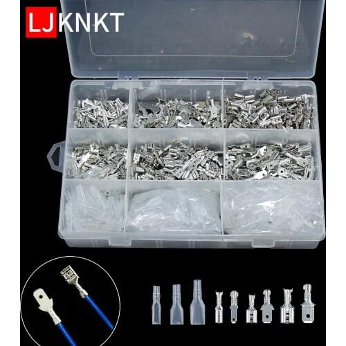 900pcs Female male Crimp Terminals Electrical Wire Connectors Insulating Sleeve Assortment Kit Spring Plug Spade 2.8/4.8/6.3mm