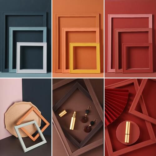 Life photography background props solid wood blue pink red geometric cube for the desktop photography material photography decor