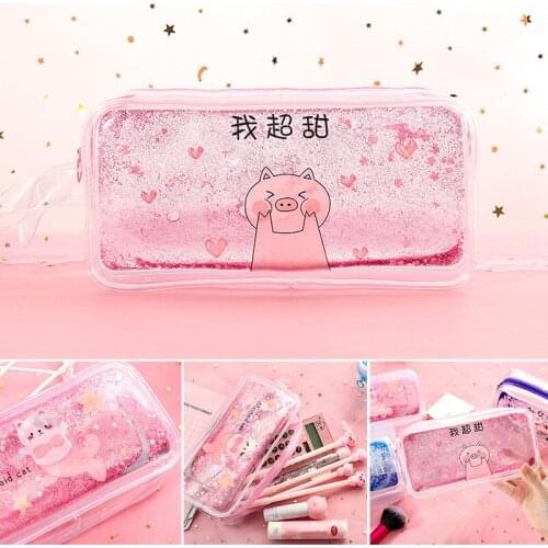 Cartoon Quicksand Pencil Case Girls Boy School Supplies Cute Cosmetic Bag Pencil Box Pencil Bag Jl