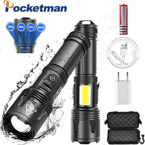 12000LM Most Powerful LED Flashlight USB Rechargeable Torch XHP99 Waterproof 5 Modes Zoomable 18650 Battery Camping Hunting