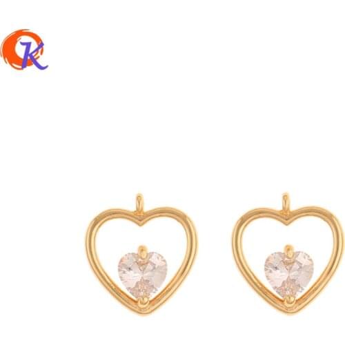 Cordial Design 50Pcs 11*12MM Jewelry Accessories/CZ Charms/Earring Findings/Hand Made/Genuine Gold Plating/DIY Making/Pendant