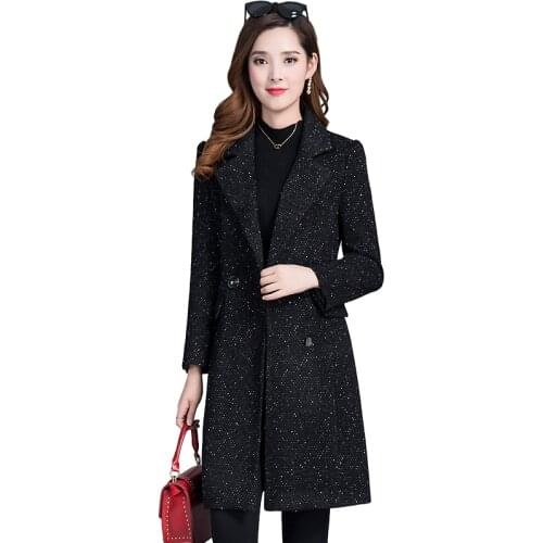 Woolen coats female medium long Korean autumn winter new large size popular foreign gas wild thick woolen coat coat women