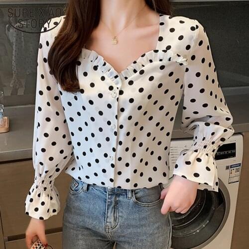 Blusas mujer de moda 2019 blusas ladies tops blusa feminina long sleeve polka dot Office Lady womens tops and blouses 5693 50