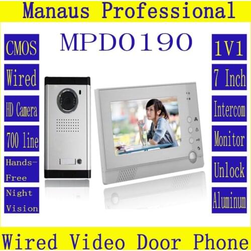 Hot Selling Smart Home 1V1 Intercom System One to One Video Doorbell 7 Inch Display 6 IR Lamps Cable Visible Interphone D190b