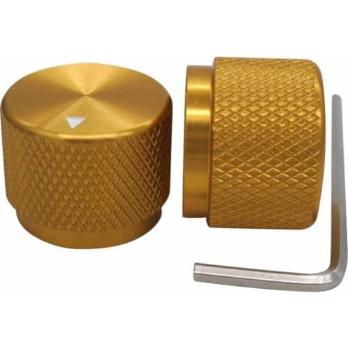 Taiss/ 2pcs Golden Aluminum Rotary Electronic Control Potentiometer Knob for 6 mm Diameter Shaft, 20mm Dia x 15.5mm Height