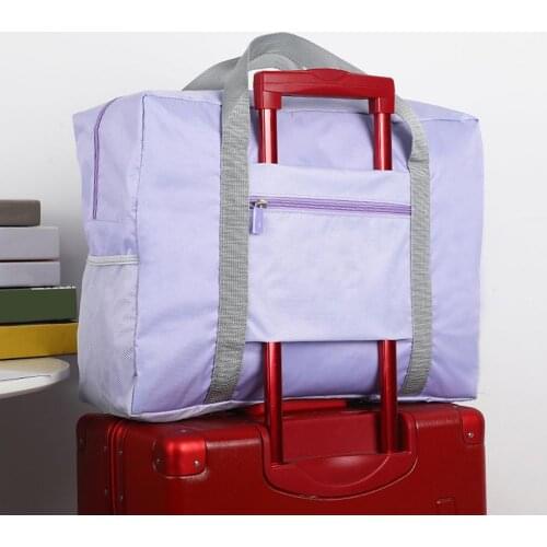 Convenient Travel Bag Moisture-proof Polyester Foldable Double-layer Waterproof Dual Zippers Folding Storage Pouch for Suitcase