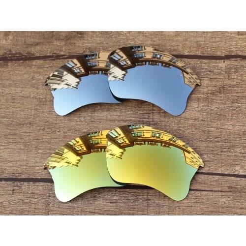 Vonxyz 2 Pairs Chrome Mirror & 24K Mirror Polycarbonate Replacement Lenses for-Oakley Flak Jacket XLJ Frame