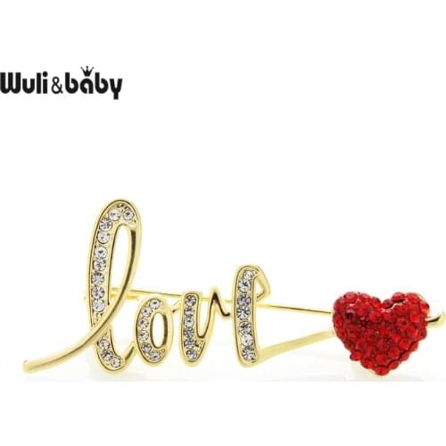 Wuli&baby Czech Rhinestone Love Heart Brooches Women Spring Suits Shirt Collar Pins Gifts