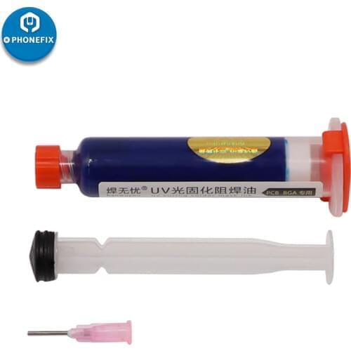 Green UV soldering paste curable solder mask Welding Fluxes Oil Red Blue Green Yellow Black Paint Cream + Needle + Squeeze Tube