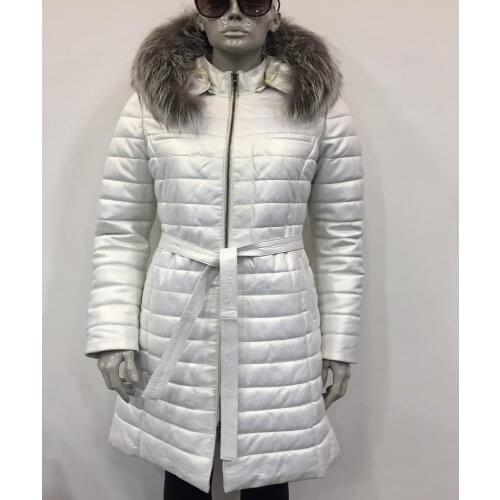 Womens Genuine Leather Winter Long Parka Sheepskin Casual Waterproof Naturel High Quality Elegant Outerwear Coat Fox Hooded