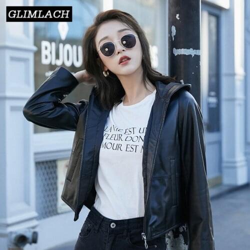 2021 New 100% Sheepskin Hooded Real Leather Jacket Women Black Casual Genuine Leather Coat Female Fashion Overcoats High Quality