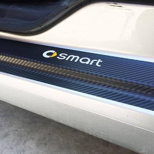1Set Car Styling Door Welcome Pedal Threshold Sticker Carbon Fiber Strip Protector For 453 New Smart fortwo forfour Accessories