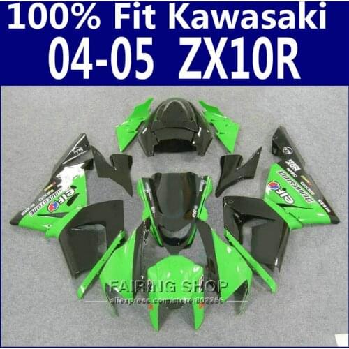 100%fit Fairings For Kawasaki Ninja Zx10r zx-10r 2004 2005 04 05 Green painted Fairing kit Free custom x11