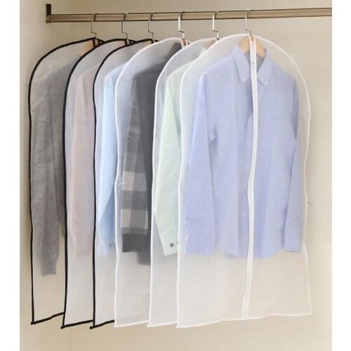3Pcs Clear Garment Clothes Dust Cover Wardrobe Coat Cover Non Woven Suit Anti-dust Hanging Bag Storage Bag Wardrobe Organizer