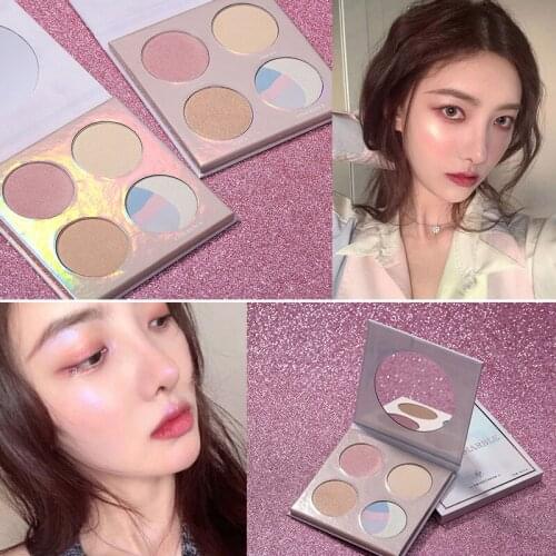 4 Colors Highlighter Powder Glitter Palette Makeup Glow Face Contour Shimmer Illuminator Ginger Highlight Cosmetics