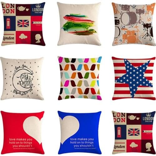 45x45cm Love Story Star Printed Cotton Linen Decorative Chair Sofa Cushion Cover Home Hotel Party Wedding Throw Pillow Cover