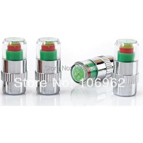 50sets=200pcs 2.4 Bar TPMS Valve Caps Car Bike Motorcycle Tire Pressure Monitor Alert Indicator Valve Stem Covers Free Shipping