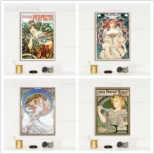 Alphonse Mucha Large Vintage Art Nouveau Posters and Prints Fine Replica Wall Art Painting Pictures for Living Room Home Decor