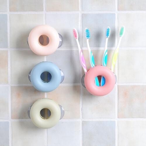 Lovely Toothbrush Holder Bathroom Kitchen Bathroom Toothbrush Suction Cups Holder Wall Stand Hook Cups Organizer YH-460067