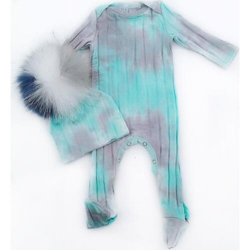 Newborn Baby boy Black tie dye Ribbed cotton romper clothes Fall Baby girls Long sleeves outfit Toddler Kids boutique Clothing