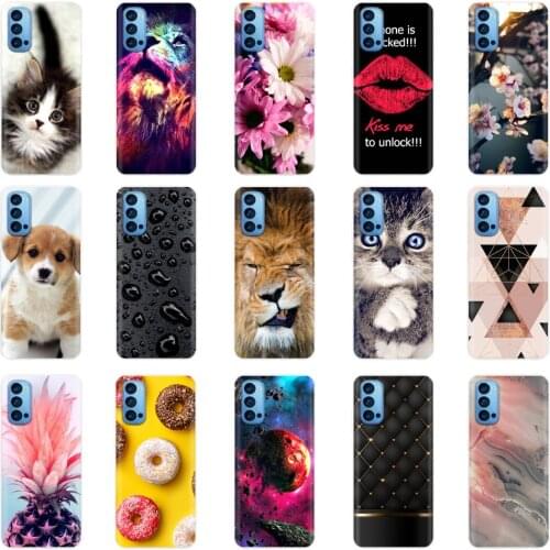 For Redno 4 5G Case Silicon Back Cover Phone Case For OPPO Reno 4 Pro 5G Soft TPU Case coque fundas etui wolf skull flower cat