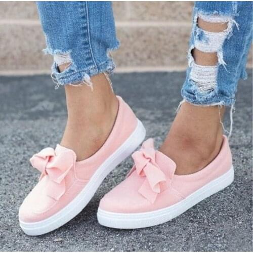 Comemore 2021 Casual Sneakers Women Comfortable Flock Spring Autumn Women Shoes Bowknot Female Loafers Slip on Flats Shoes Woman