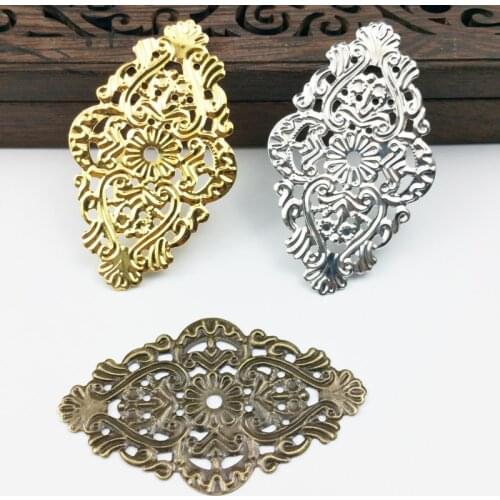 20pcs 36x59mm Filigree Wraps Metal Charms For Embellishment Scrapbook DIY Jewelry Craft Wraps Connectors Metal Crafts