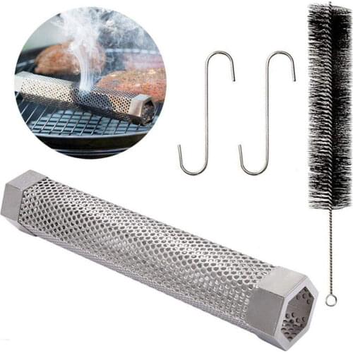 Smoke Generator For Cold Smoked Stainless Smokehouse Pellet Smoker Mesh Tube Grill 12 Hexagon Square Round BBQ Cooking Tool Sets