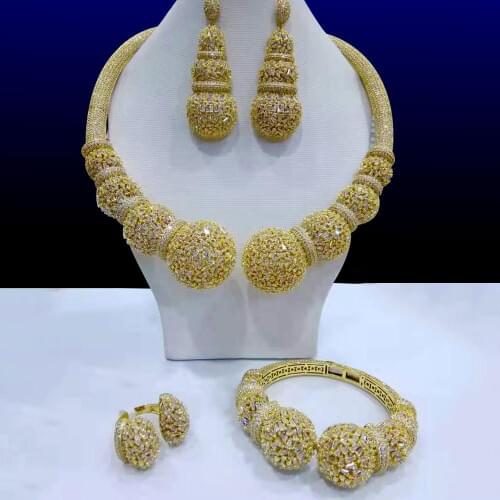 GODKI Famous Brand Disc Balls Luxury Nigerian Dubai Jewelry Sets For Women Cubic Zircon Wedding Bridal Jewelry Sets 2021