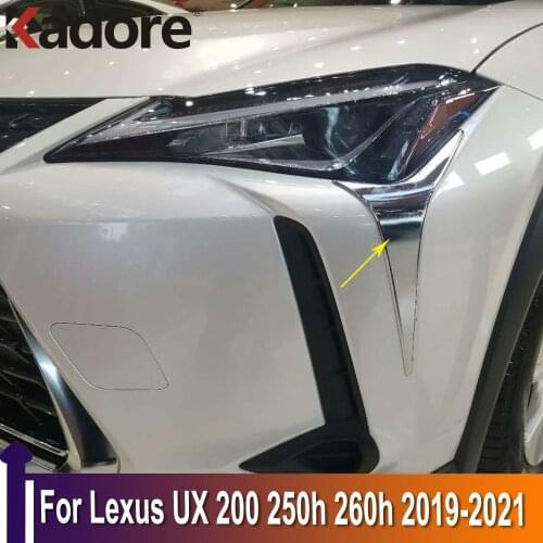 For Lexus UX 200 250h 260h 2019 2020 2021 Chrome Auto Front Head Light Lamp Cover Trim Headlight Eyebrow Strips Car Styling