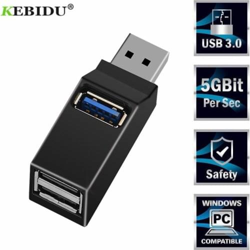 Kebidu Mini 3 Ports USB 3.0 Hub Splitter Box Adapter High Speed Data Transfer For MacBook Pro PC Laptop Multi port USB Hub