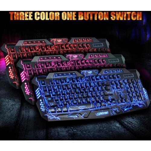 Gaming Keyboards USB Wired Gaming Keyboard Waterproof Cool LED 3-Color Colorful Wired Breathing Backlit Keyboard For PC Laptop