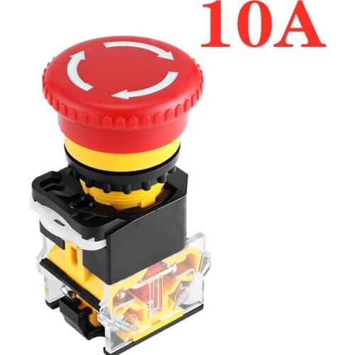 LA38-11ZS Power Start Stop Self-locking Emergency Switch Mushroom Head 22mm Emergency Stop Button Normally Closed
