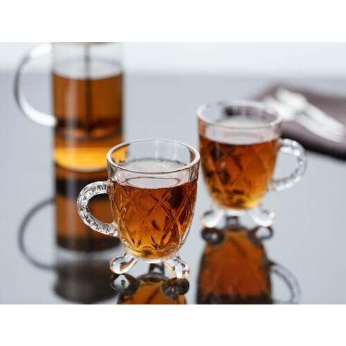 Modern 4-Piece Teacups Glass 160mlx4 Special Design Ethnic Traditional Tea Cups Modern Nordic Style Back To Basic Great Quality