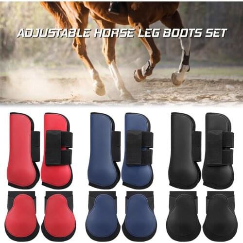 New Adjustable Horse Riding Leg Boots Set Equine Front Leg Guard Hind Boots Neoprene Horse Hock Protectors Equestrian Equipment