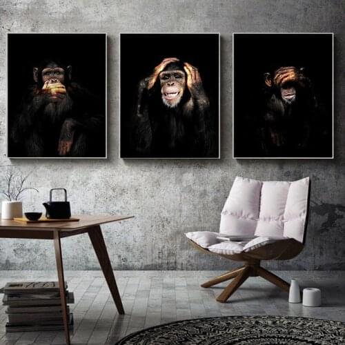 Monkey Chimpanzee Expression Art Canvas Painting Gorilla Animal Poster Print Wall Painting Living Room Home Decoration Poster