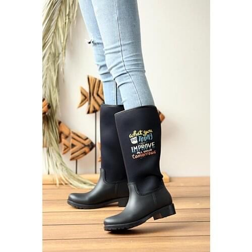 Ç19091 Pink Potin Black Women ÇizmeÇ19091