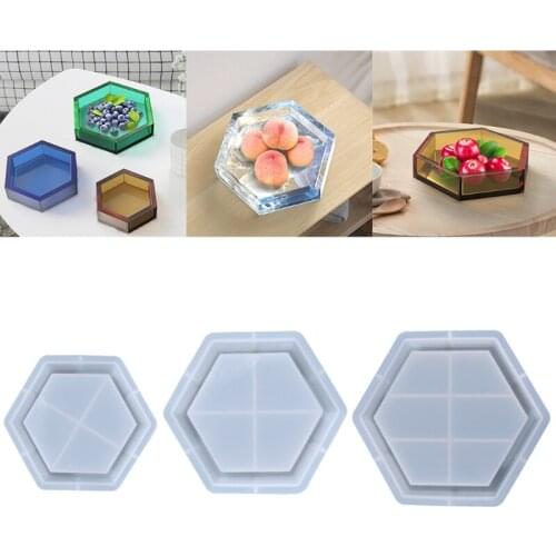 Hexagonal Fruit Storage Box Epoxy Resin Mold Serving Tray Jewelry Holder Casting Silicone Mould DIY Crafts Ornament Mold