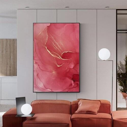 Nordic Purple Pink Canvas Painting Modern Home Gold Poster and Print Wall Picture for Living Room Abstract Scandinavian Wall Art
