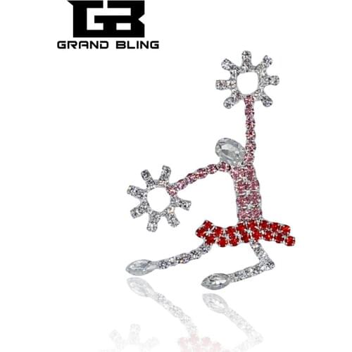 Rhinestone "Cheerleader" Lapel Pin Handmade Unique Brooch Jewelry