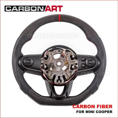 LED race display 100% Real Carbon Fiber Steering Wheel for mi-ni cooper Carbon Fiber Flat Bottom Steering Wheel For mini cooper