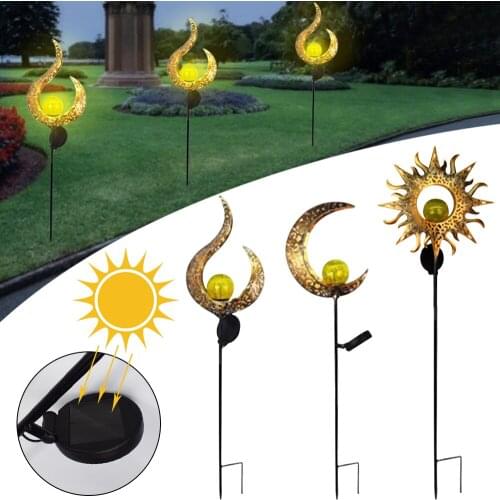 Solar Powered Full Moon Led Glass Globe Stake Light Garden Lawn Outdoor Lamp Flame Sun Dream Lighting Outdoor Home Decoration