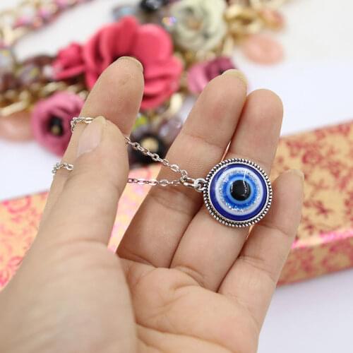 Turkish Symbol Evil Blue Eyes Necklace Pendant Crystal Bead Pendant Women Men Nazar Turkey Jewelry Arabic Islamic Lucky Charm