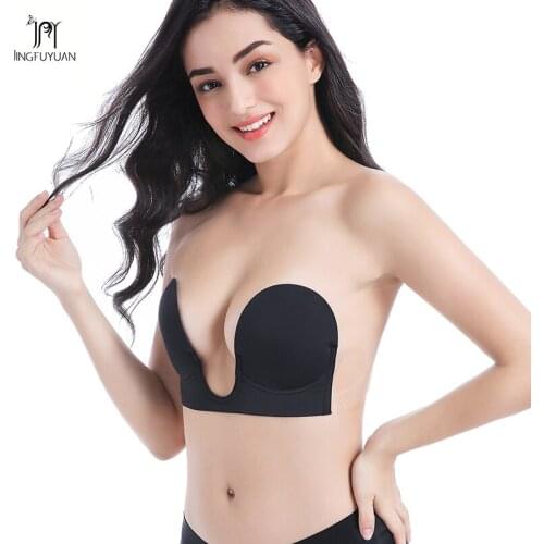 U-Shaped Design Bras Wedding/Evening Sticky Underwear Deep U Plunge Bra Strapless Bras For Formal Dress Push Up Sex Women Bra